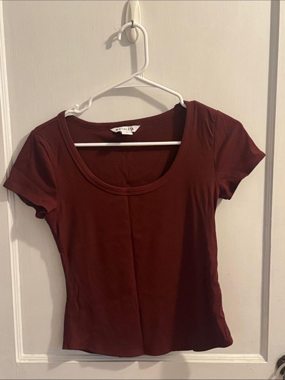 Athleta Short Sleeve Scoop Neck Tee in Deep Wine